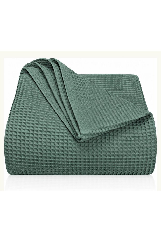 100% Cotton 240X260 cm Premium Waffle Pattern Pique Blanket & Bedspread