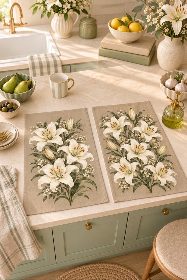 Lily Grace Lily Patterned 2-Piece Kitchen Towel Set 35X55