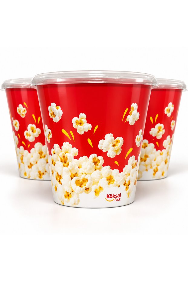 10 Pieces 2500 Cc Popcorn Corn Bucket with Lid 85 oz Red White