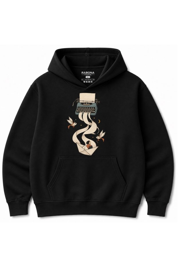Storywriter Voyage Typewriter & Paper Boat Graphic Hoodie