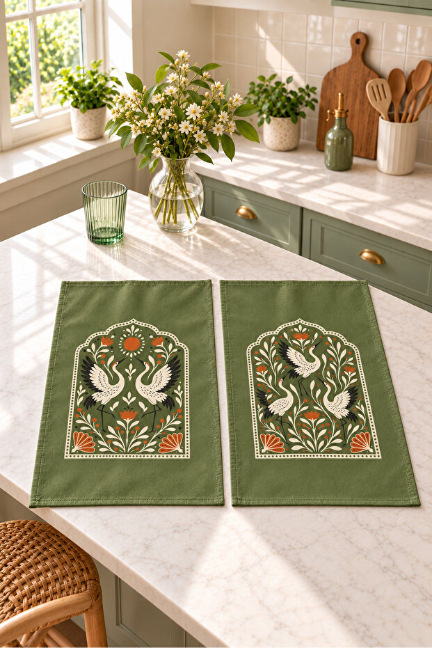 Vulture Dance Vulture Patterned 2-Piece Kitchen Towel Set 35X55