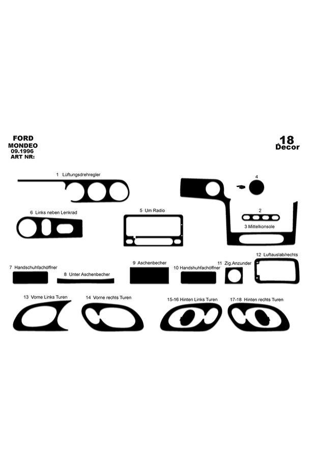 Ford Mondeo 1996-2000 Console - Dashboard Trim