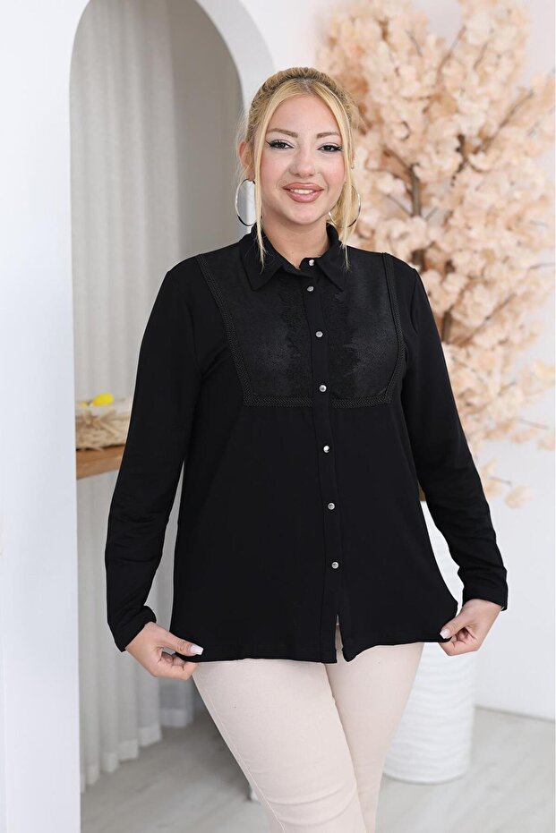 Plus Size Lace Detailed Shirt