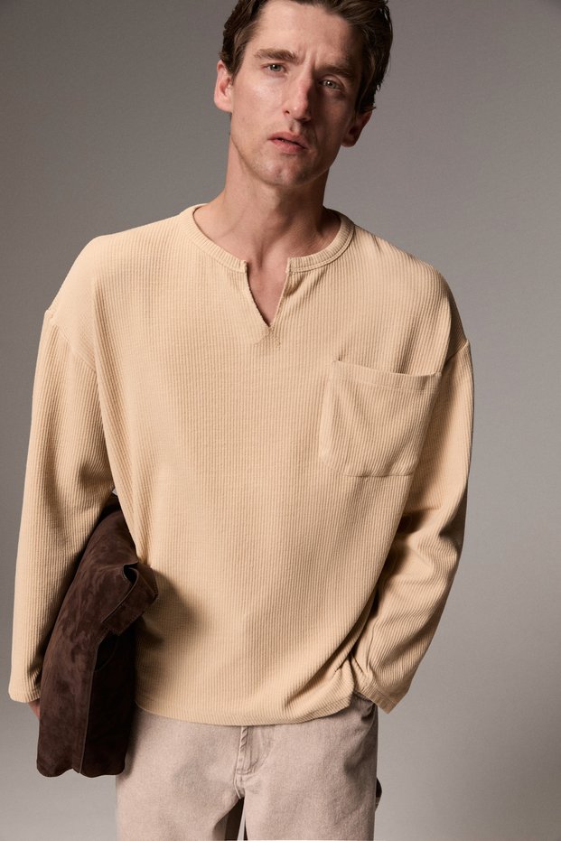 Monta Men's Washable V-Neck Mink - Beige Sweatshirt