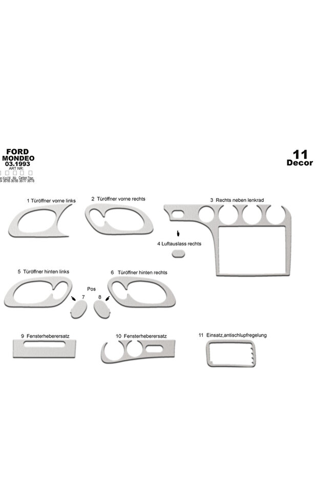 Ford mondeo console - torpedo cover 1993-1995