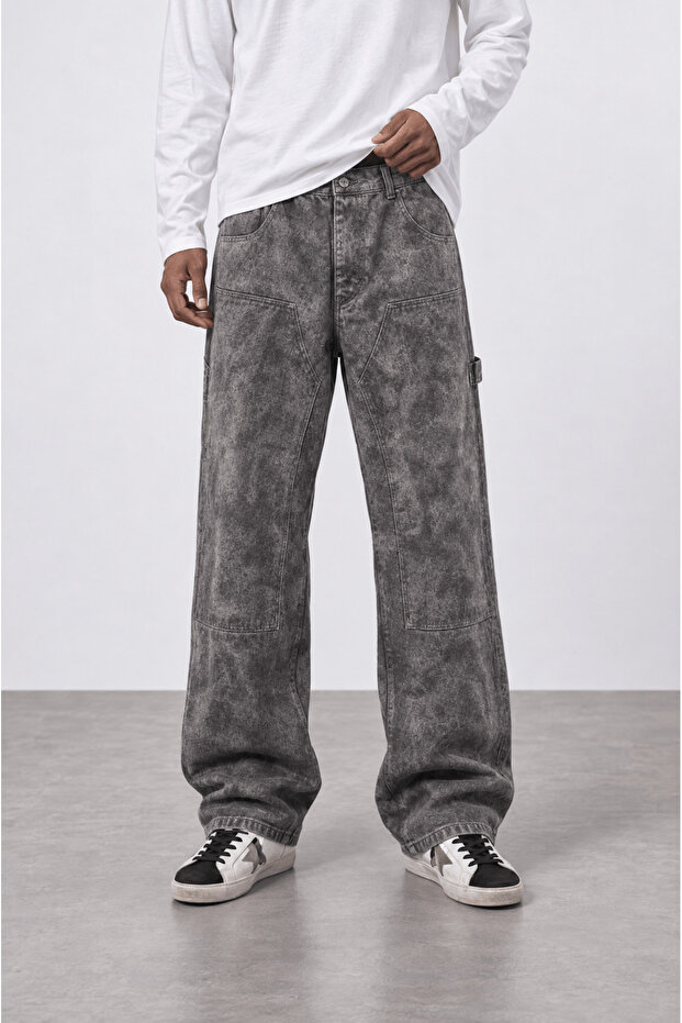 Men's Washable Carpenter Baggy Jean Brown