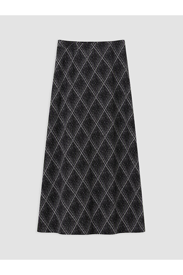 Alita City Lcw Grace Black Diamond Patterned Long Women's Skirt with a Difference