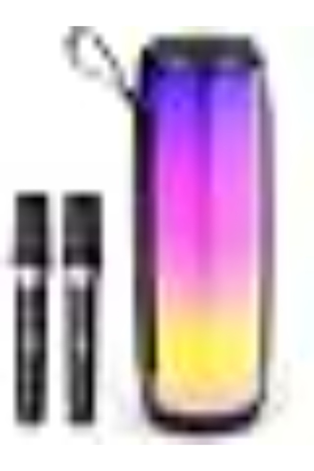 JYX Speaker with Mic System for Singing, Portable Bluetooth Speakers with Dazzling Light and 2 Wireless Microphones for Adults, Mini Set for Home, Birthday Gifts Toys for Girls Boys Party