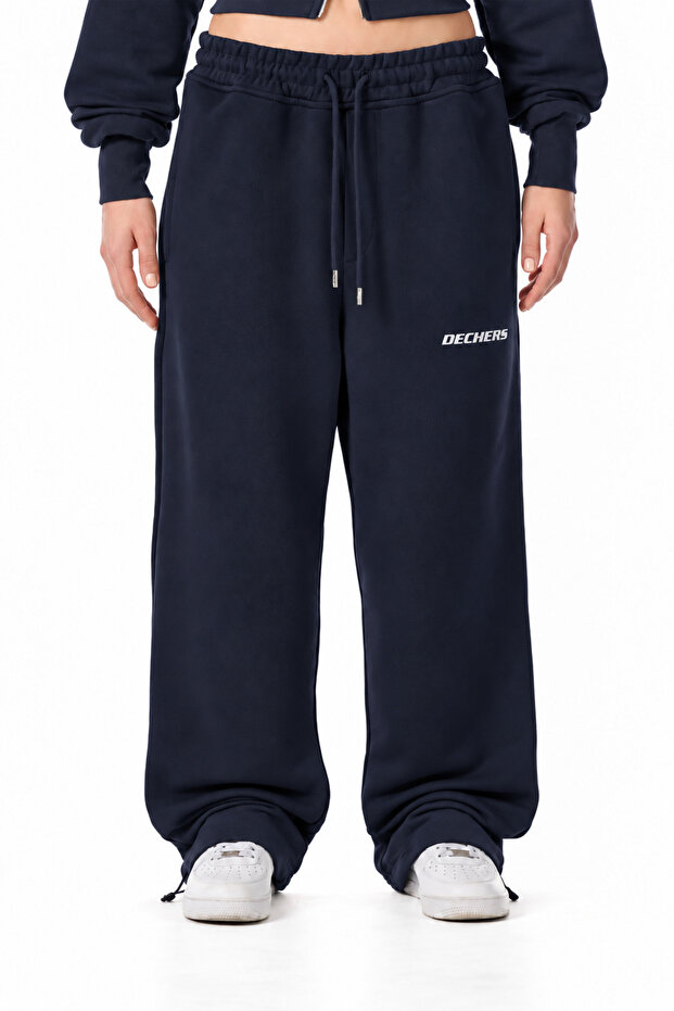 Winter Cotton Embroidered Premium Adjustable Cuffed Baggy Sweatpants - E234