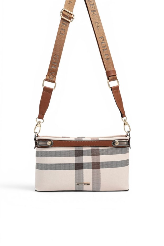 Cream - Tan Plaid Women's Crossbody Bag Sp1288