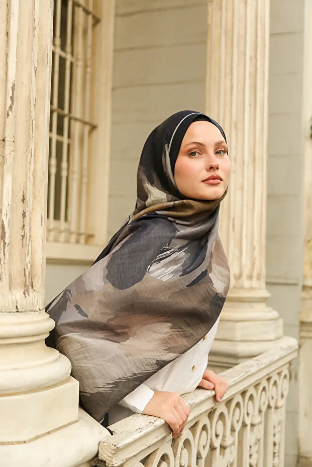 Allure Soyut Brush Pattern Tencel Shawl