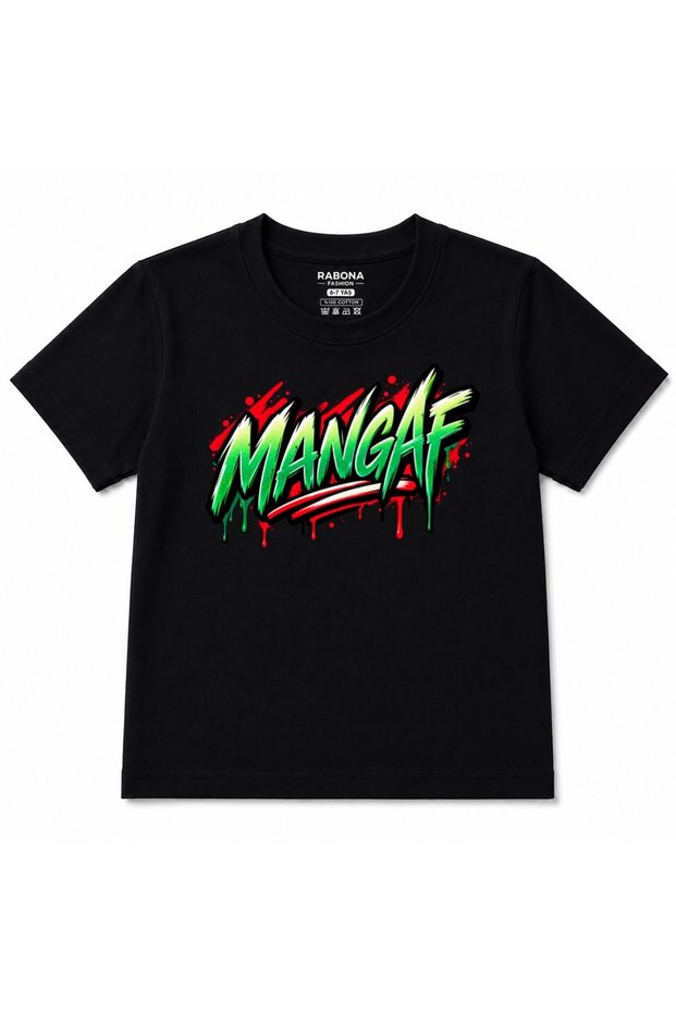 Mangaf Kuwait Kids Graphic Printed T-Shirt - Green & Red Urban Graffiti Design