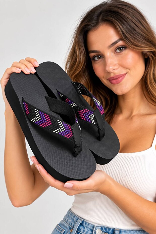 Beach Women's Platform Wedge Heel Fabric Flip Flops Pool Sea Beach Slippers