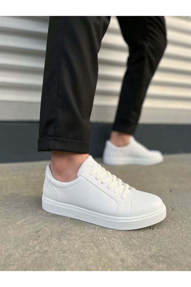 Jy165 Elite Lace-Up Skin Men's Casual Sneaker Shoes Cbt - White