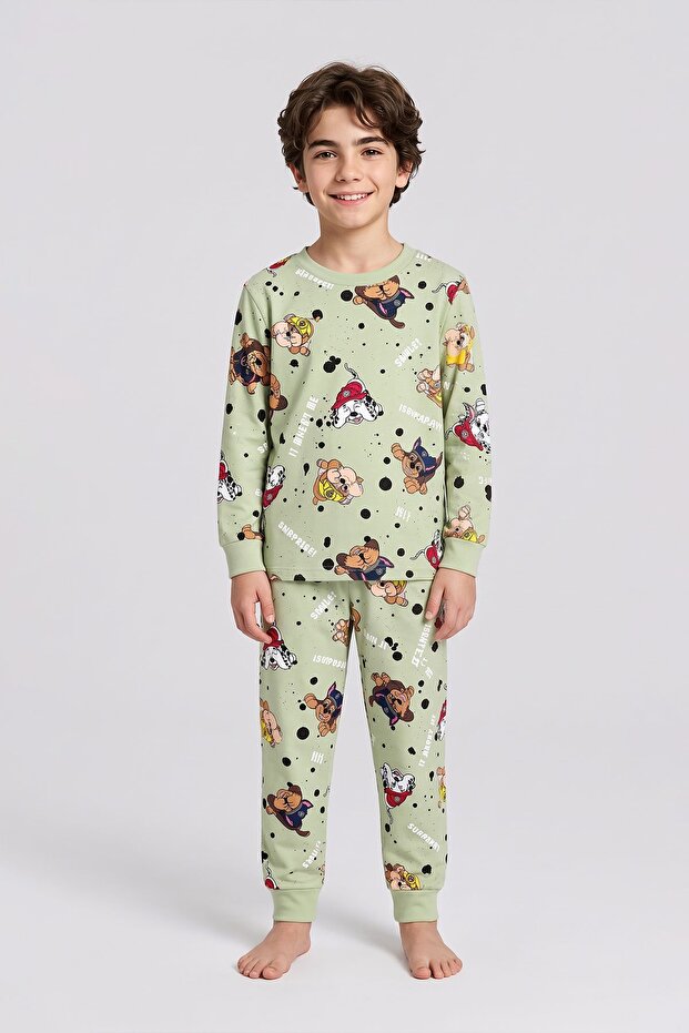 Happy Paw Patrol Patterned 100% Cotton Children's Pajamas Set