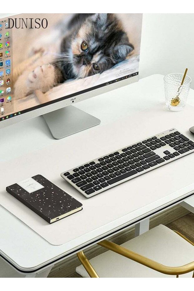 DUNISO Leather Desk Pad Protector Office Desk Mat Large Mouse Pad Non-Slip Leather Desk Blotter