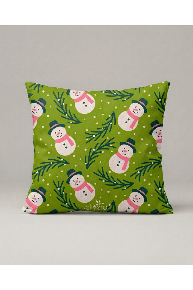 Green Snowmen Patterned Cushion Cover 364 – Snowman Forest Design 45X45 cm