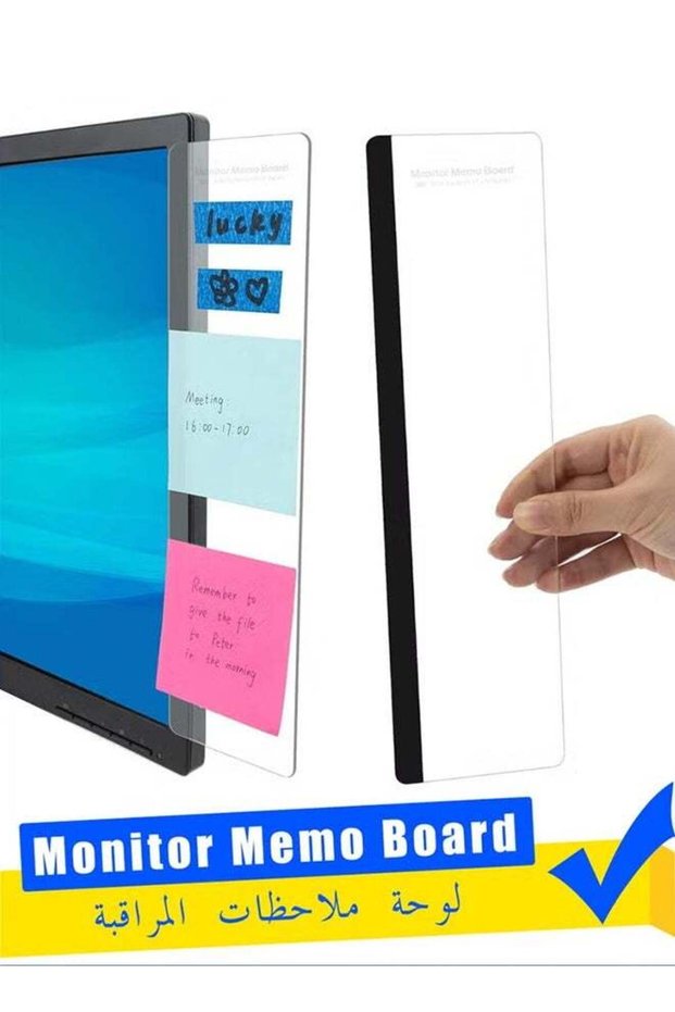 2pcs Computer Monitor Memo Board, Office Desk Accessories, Computer Message Board, Office Supplies