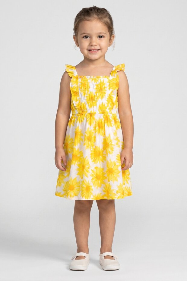 Toddlers Girl Floral Print Sleeveless Dress, Multicolor