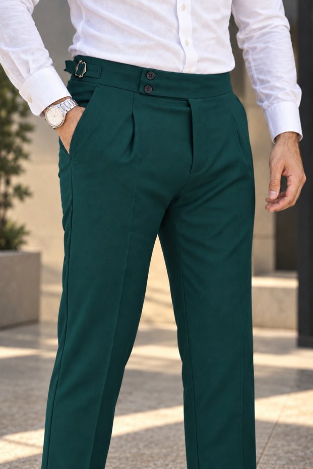 Old Money Pleated Stretch Fabric Trousers