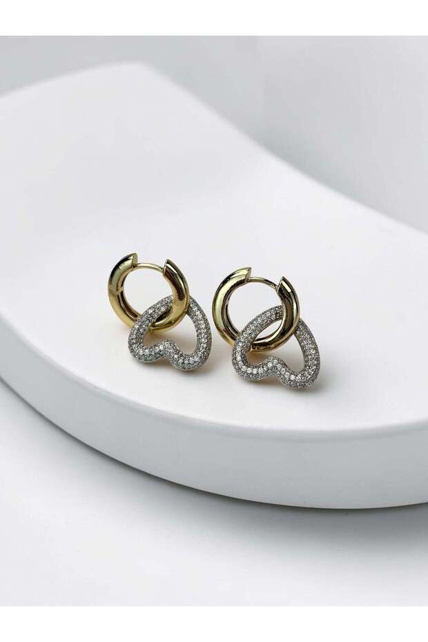 Heart-shaped dangle gold earrings
