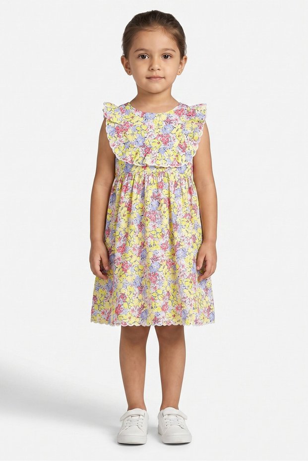 Toddlers Girl Floral Print Dress, Multicolor