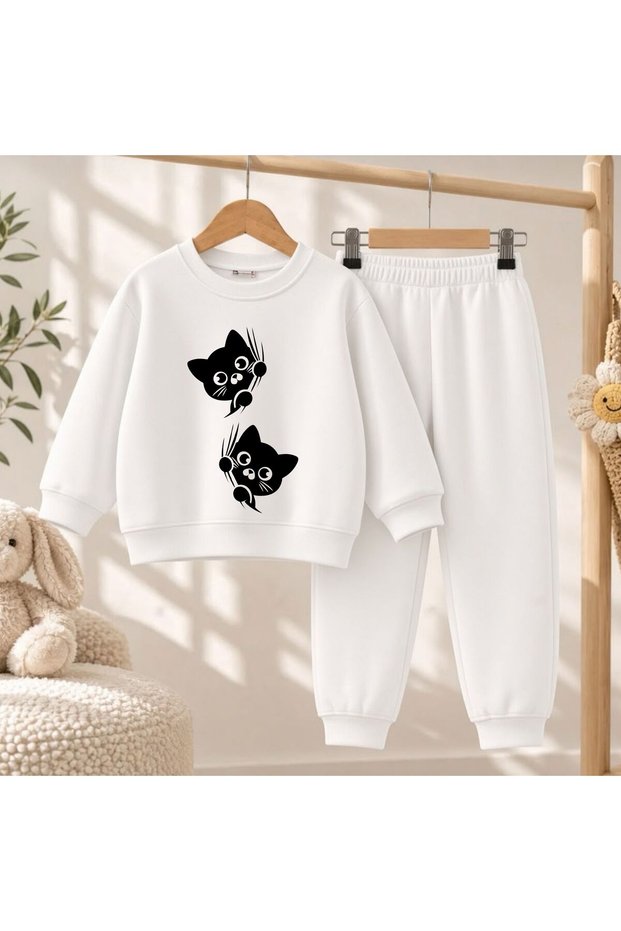 Team Sweatshirt Cat V3 Printed Girls' Boys' Crew Neck