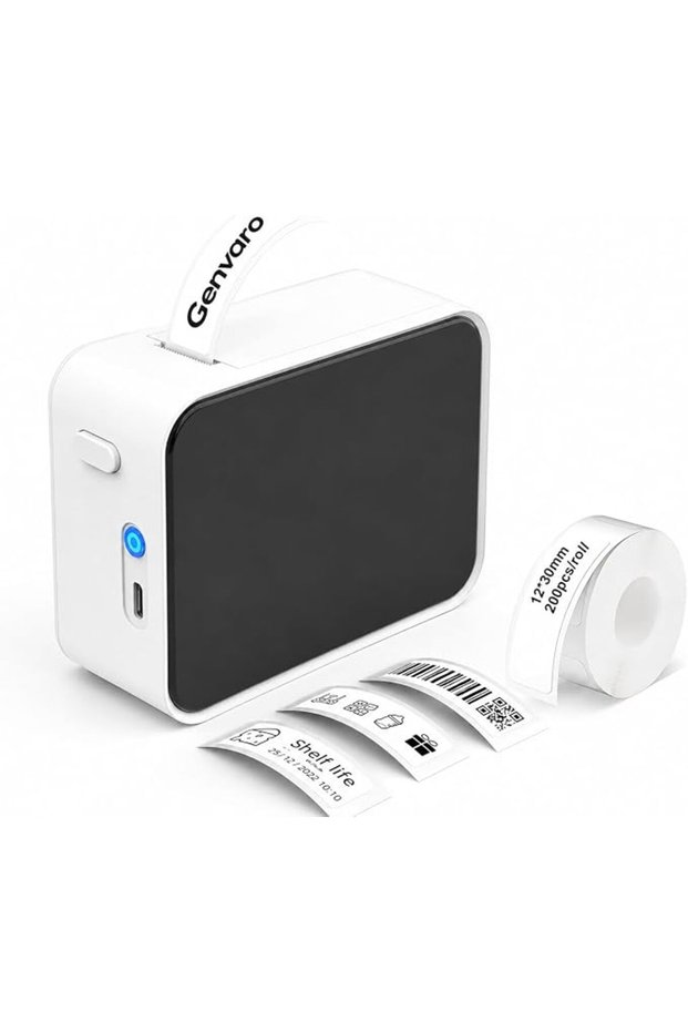 طابعة ملصقات حرارية محمولة تعمل بالبلوتوث من جينفارو، طابعة ملصقات لاسلكية محمولة، طابعة ملصقات بدون