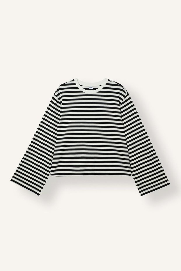 Standard Fit Crew Neck Striped Wide Sleeve Sportsman T-Shirt I3199Ax26Au