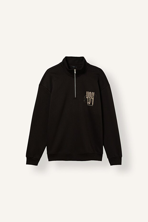 Boxy Fit Half-Zip Printed Sweatshirt H3867Ax26Au