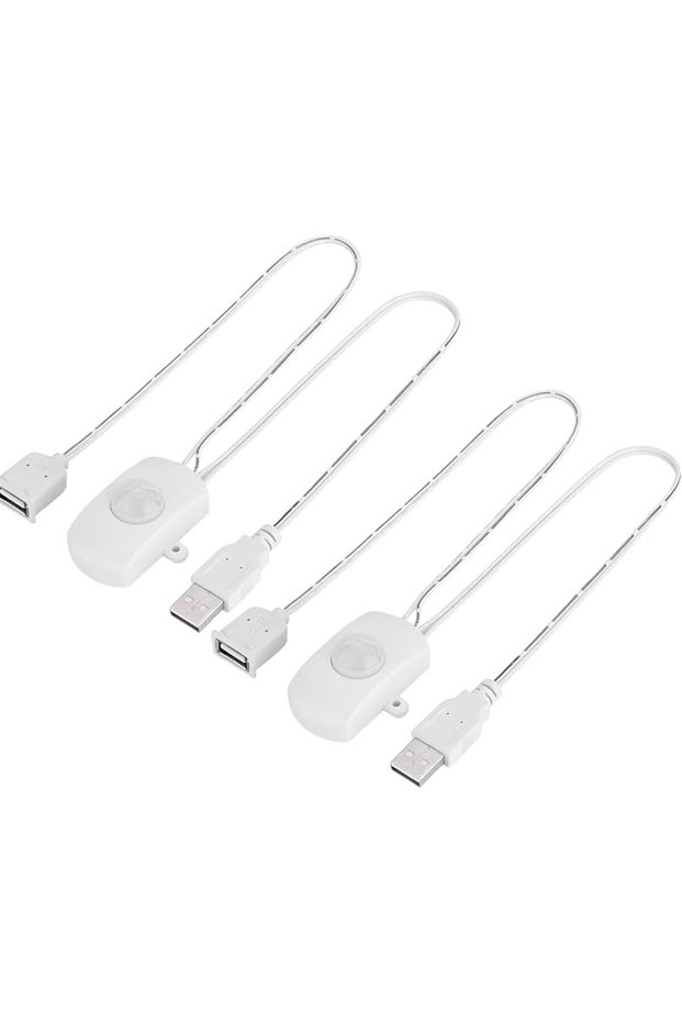 5V 2Pcs Motion Sensor Switch with USB Male and Female Connector(White),Automatic Sensor Switch for I