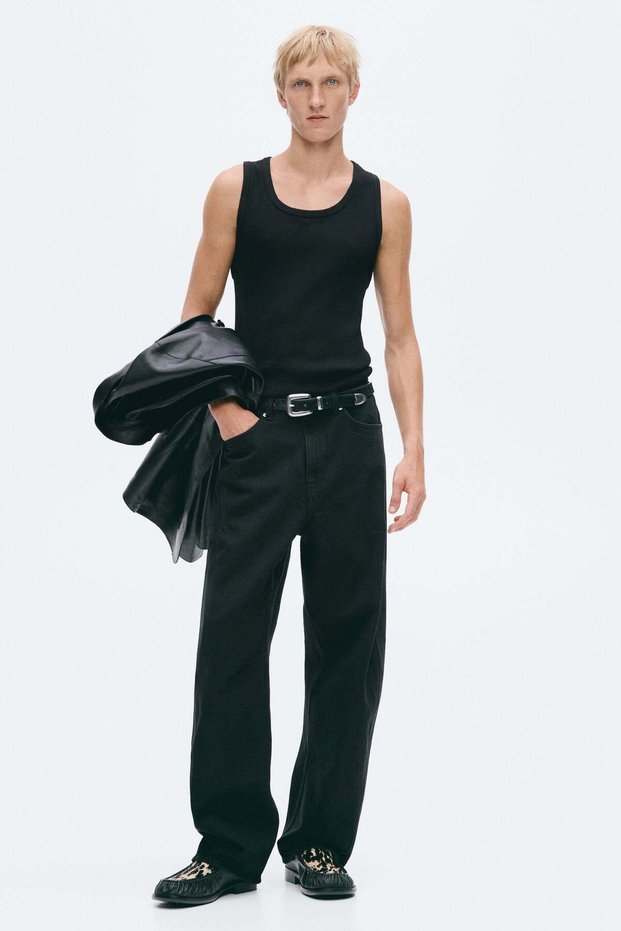 Slim Fit Ribbed wool-blend vest top
