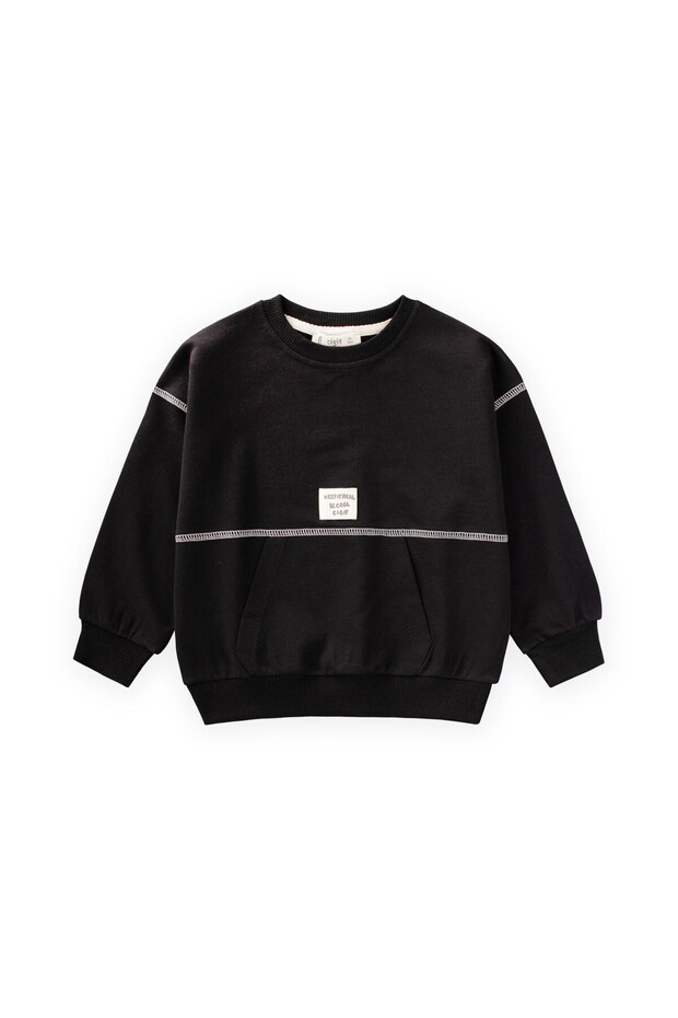 Karyoka Detailed Oversize Sweatshirt 2-8 Years Black