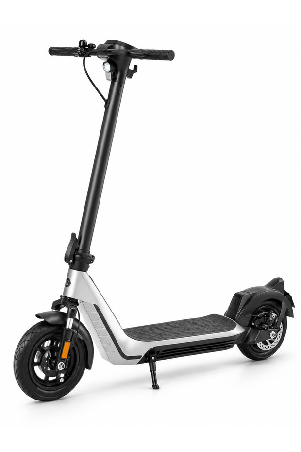 سكوتر كهربائي، محرك خلفي بقوة 500 واط، بطارية 48 فولت 10.4 أمبير، مدى يصل إلى 42 كم، سرعة 25 كم/ساعة، إطارات 10 بوصة، نظام تعليق مزدوج، قابل للطي، H20
