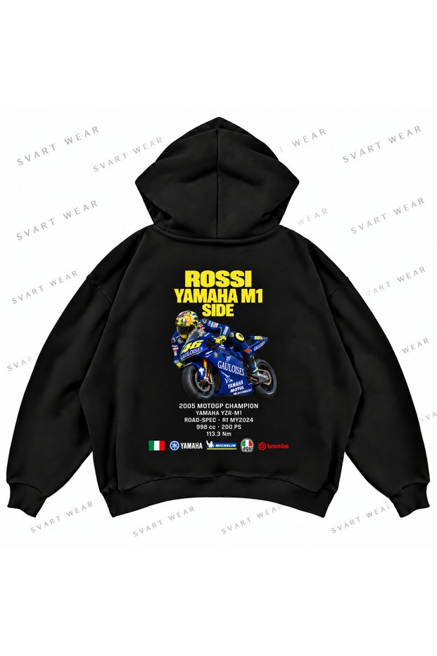 Valentino Rossi · Yamaha Yzr-M1 · 2005 Graphic Printed Oversize Boxy Hooded Sweatshirt