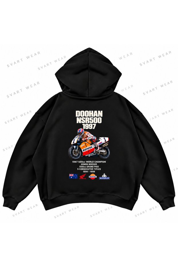 Mick Doohan · Honda Nsr500 · 1997 Front Back Printed Oversize Boxy Hooded Hoodie