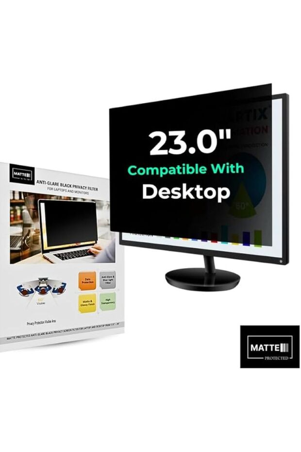 M-7013 PRO Anti-Glare Black Privacy Screen 23" Edge To Edge | 518mm x 291mm| 16:9 Aspect Ratio | Enhanced Eye Protection | Reduces Glare