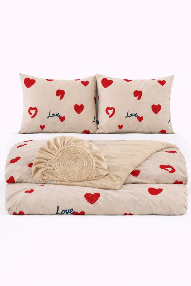 Elastic Sheet Duvet Cover Set Double Size Amr Red Outlet