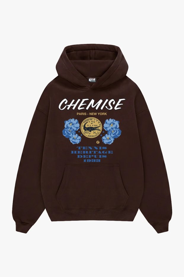 Chemise Printed Oversize Unisex Brown Hoodie