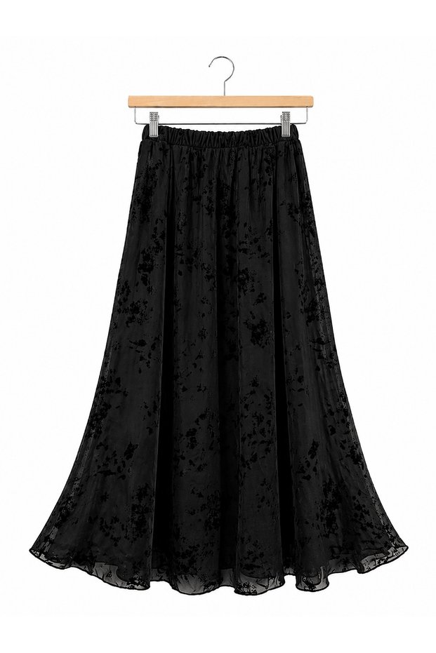 Flocked Tulle Skirt - Hpm - Black