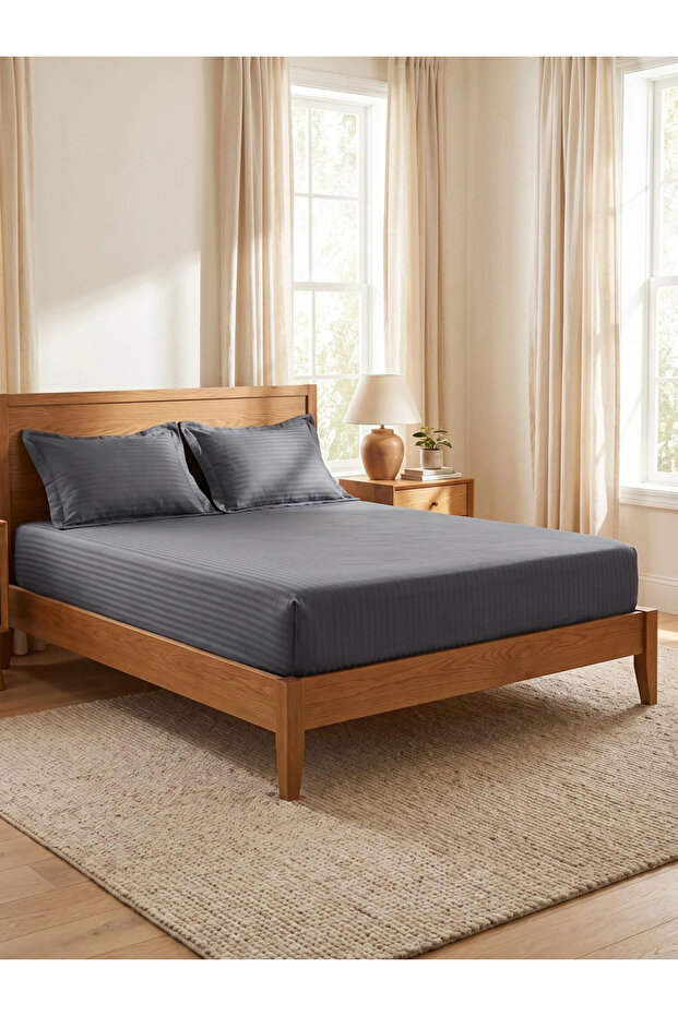 Pack of 2 - Stripe Single Fitted Bedsheet(Single Bedsheet and Pillow Cover)
