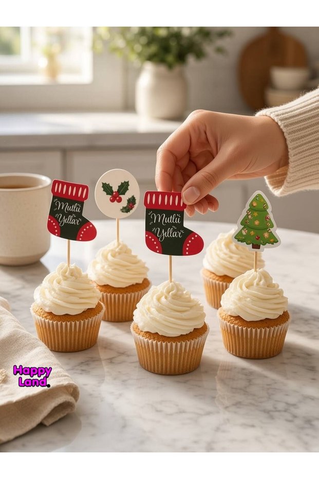 Christmas New Year Toothpick Ornament 10Pcs Cupcake Ornaments New Year Table Decor Ornament