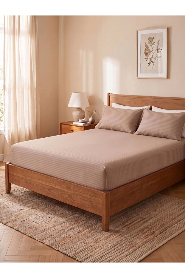 Pack of 2 - Stripe Single Fitted Bedsheet(Single Bedsheet and Pillow Cover)
