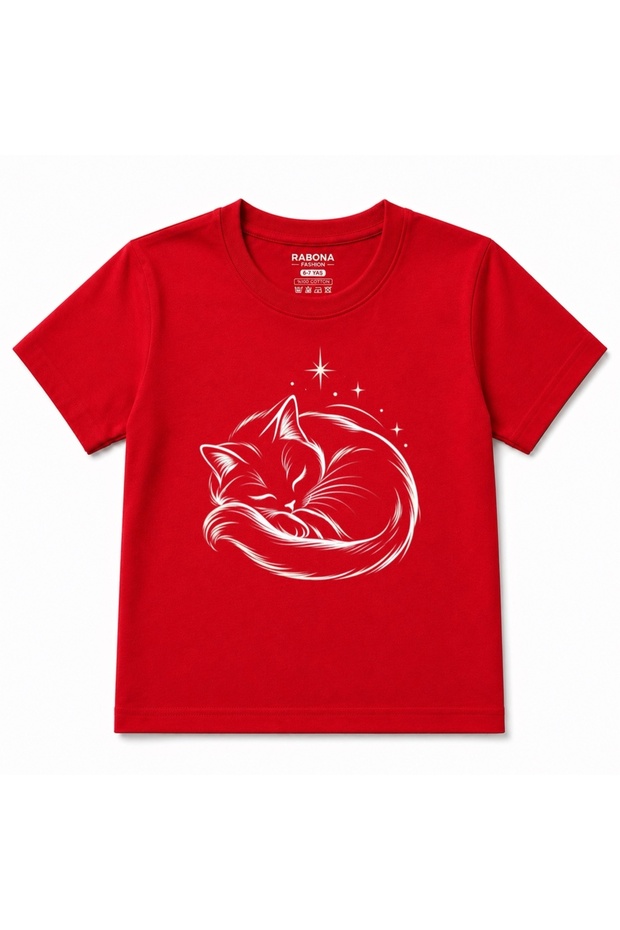 Moonlit Dream Sleeping Cat Graphic Kids T-Shirt