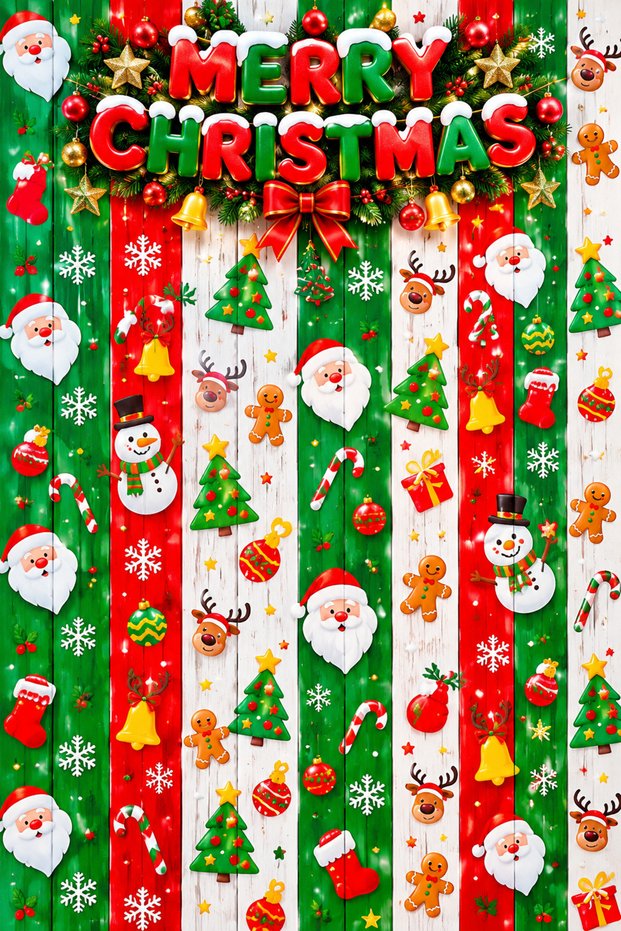 New Year, Merry Christmas Decor, Event School Classroom Fabric Board