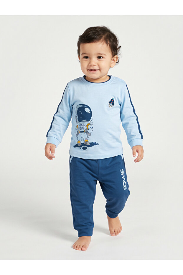 Baby Boys Blue Astronaut T-Shirt and Joggers Set