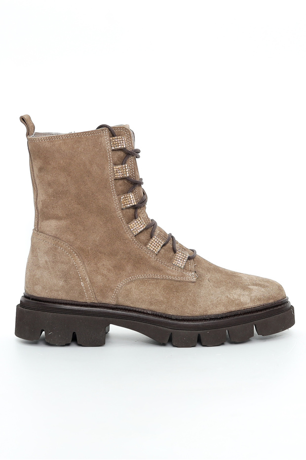 Genuine Suede Leather Zippered Mink Women's Boots - 264871