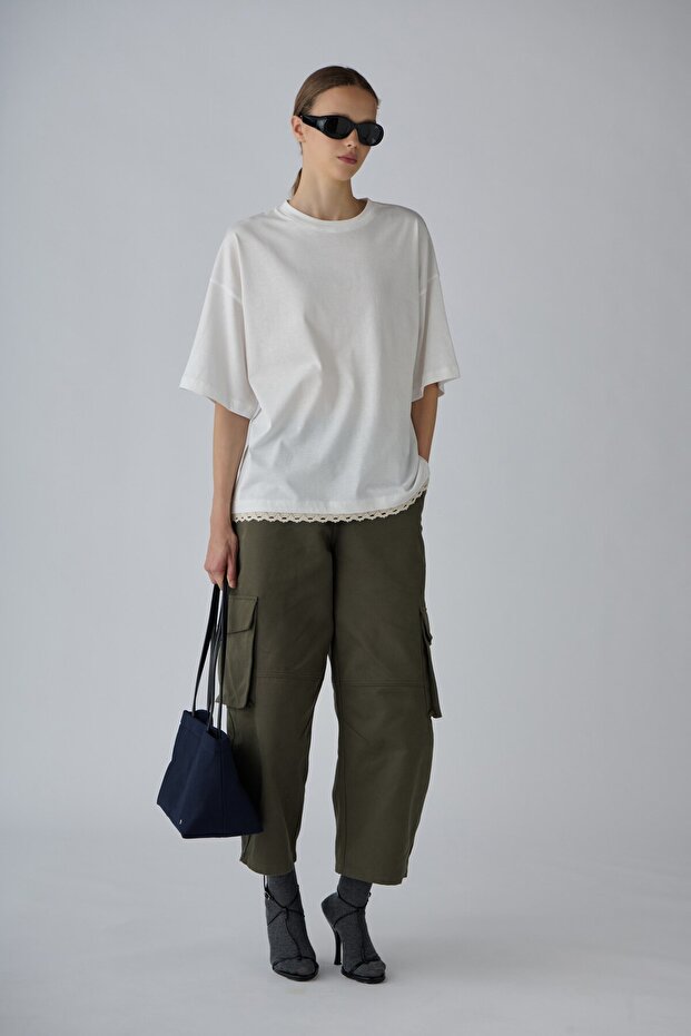 White Sheen Lace T-Shirt
