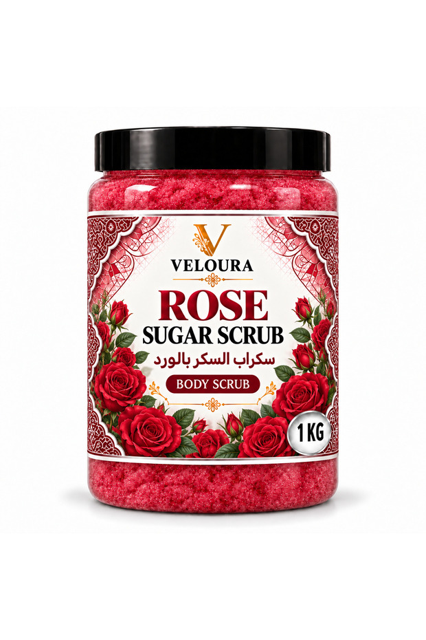 ROSE SUGAR SCRUB 1KG – EXFOLIATING BODY SCRUB FOR HANDS, FEET & BODY