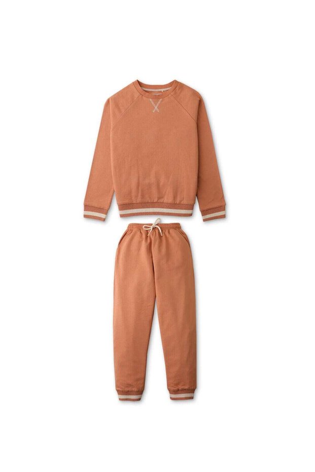 Boys Solid Striped Cuff Pants Set